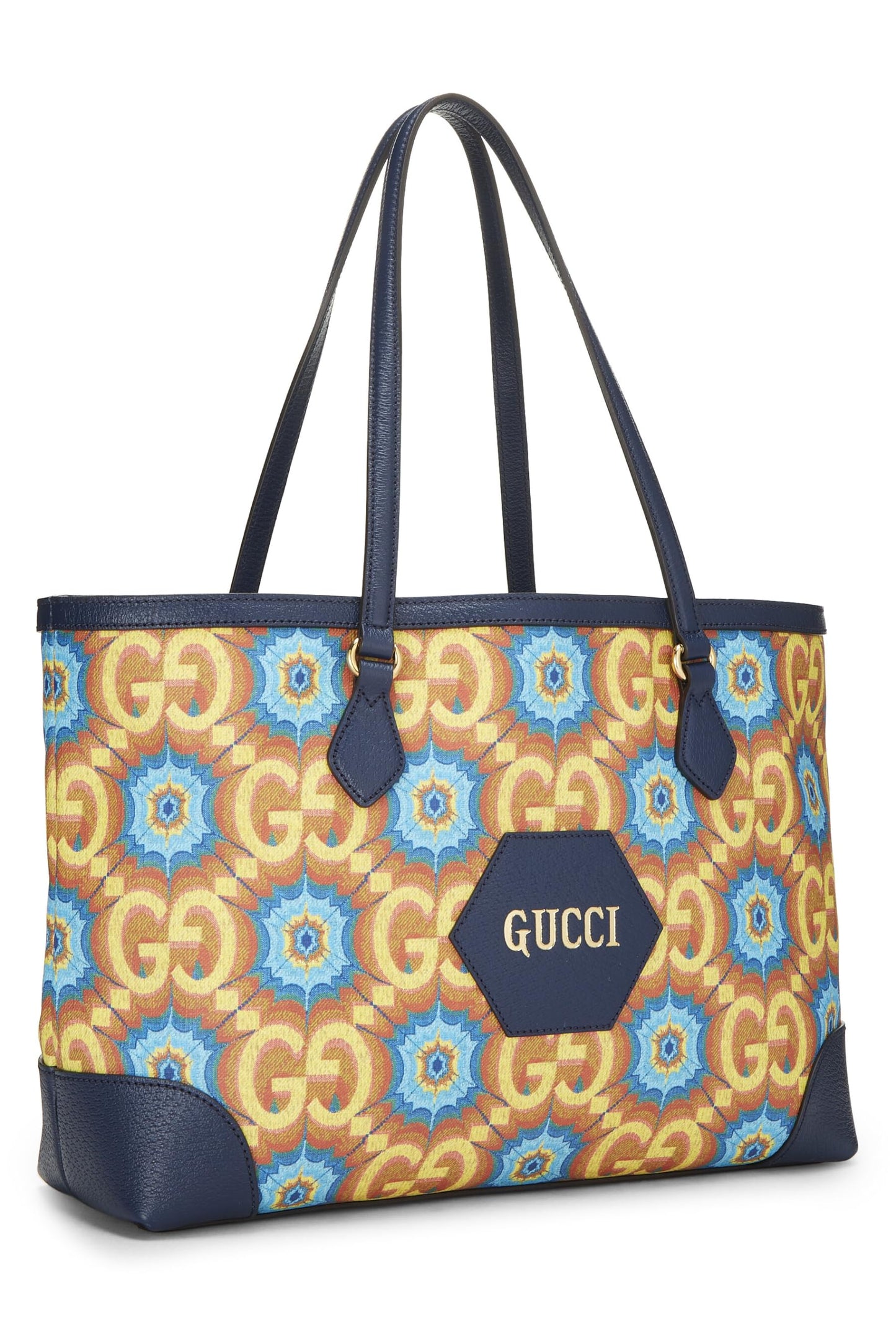 Gucci, Pre-Loved Navy Coated Canvas Kaleidoscope Ophidia Tote, Navy