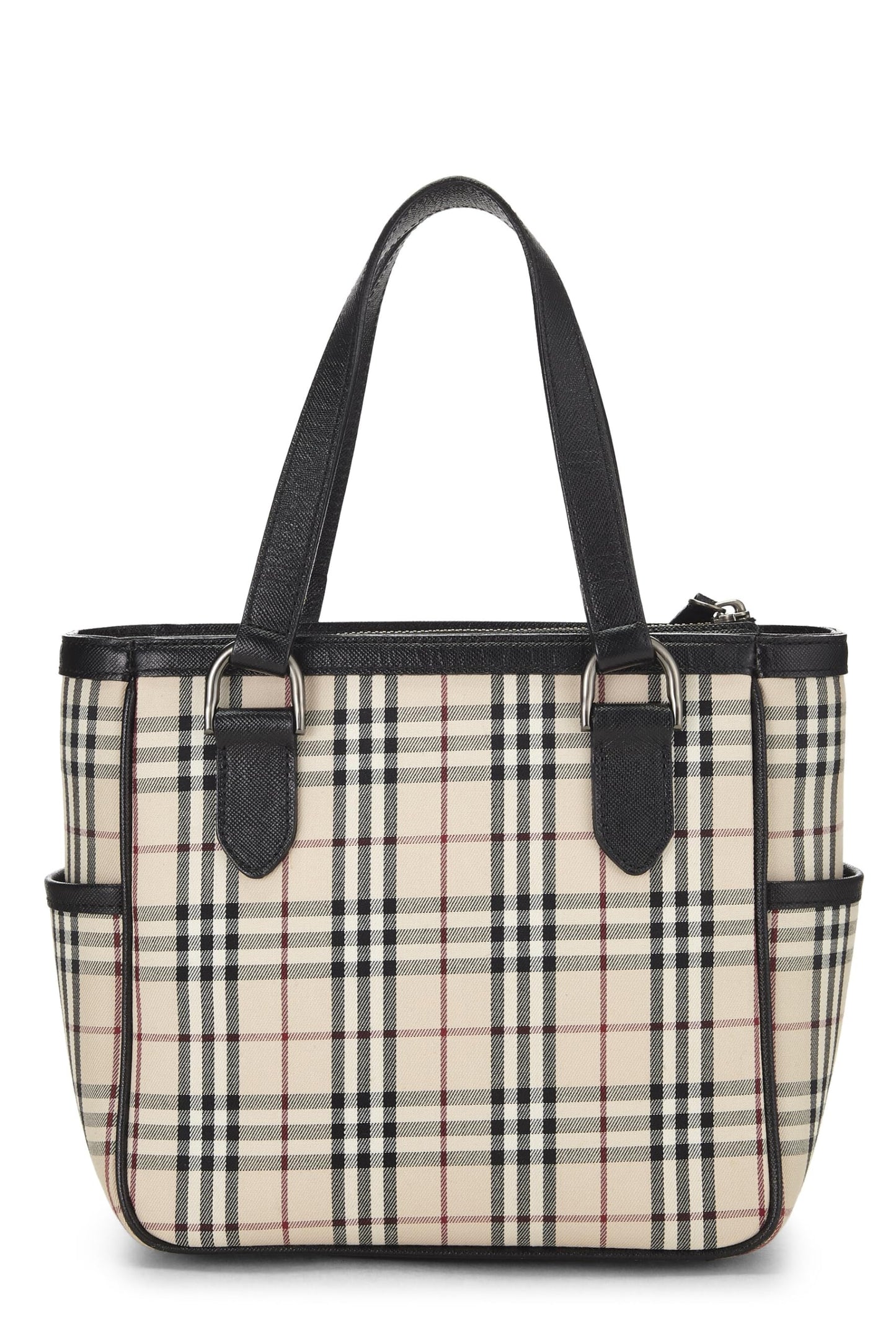 Burberry, sac à main en jacquard à carreaux noirs d'occasion, petit modèle, noir