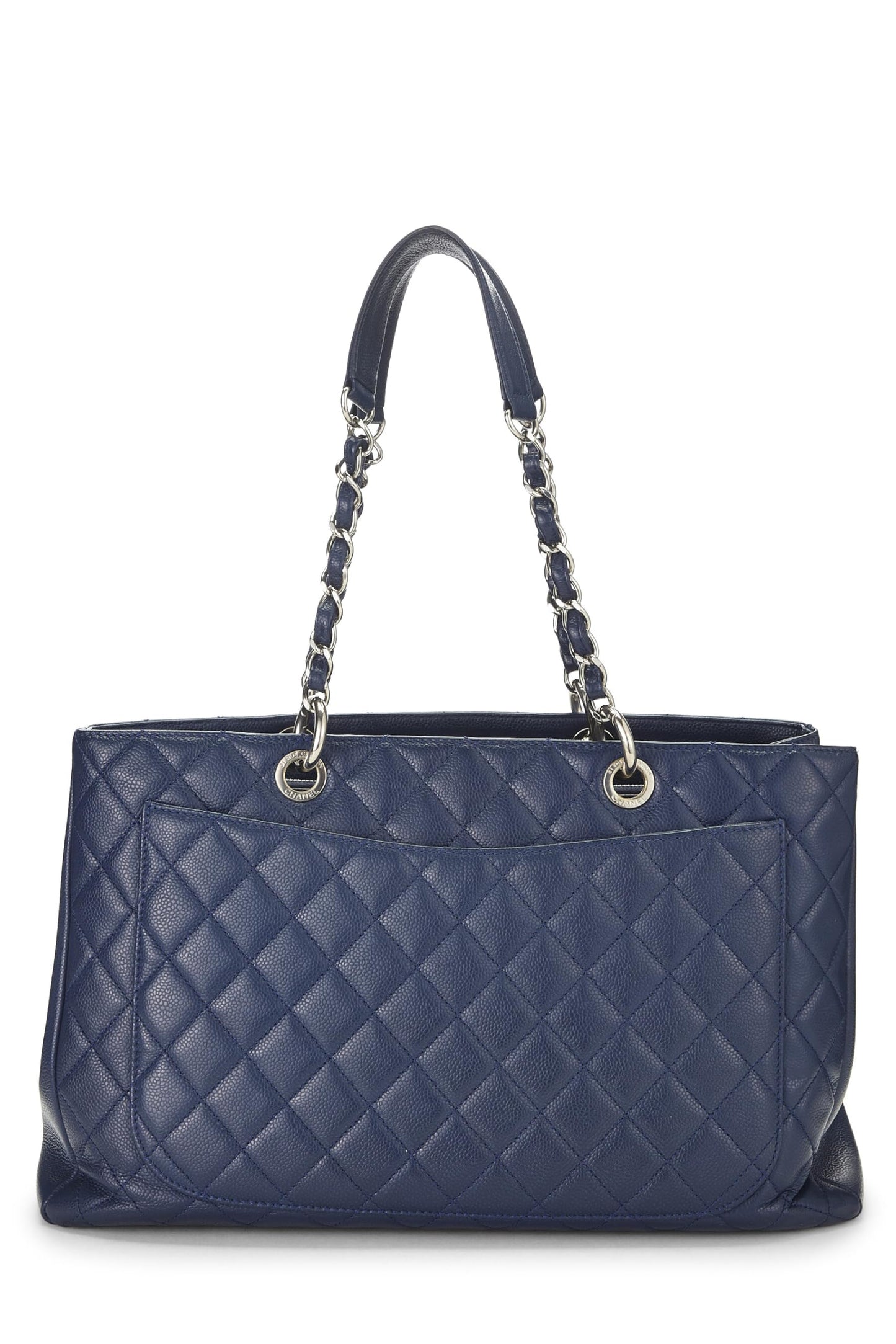 Chanel, Grand sac cabas matelassé bleu marine d'occasion (GST) XL, bleu marine