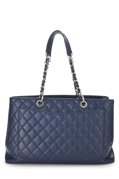 Chanel, Pre-Loved Navy Quilted Caviar Grand Shopping Tote (GST) XL, Navy