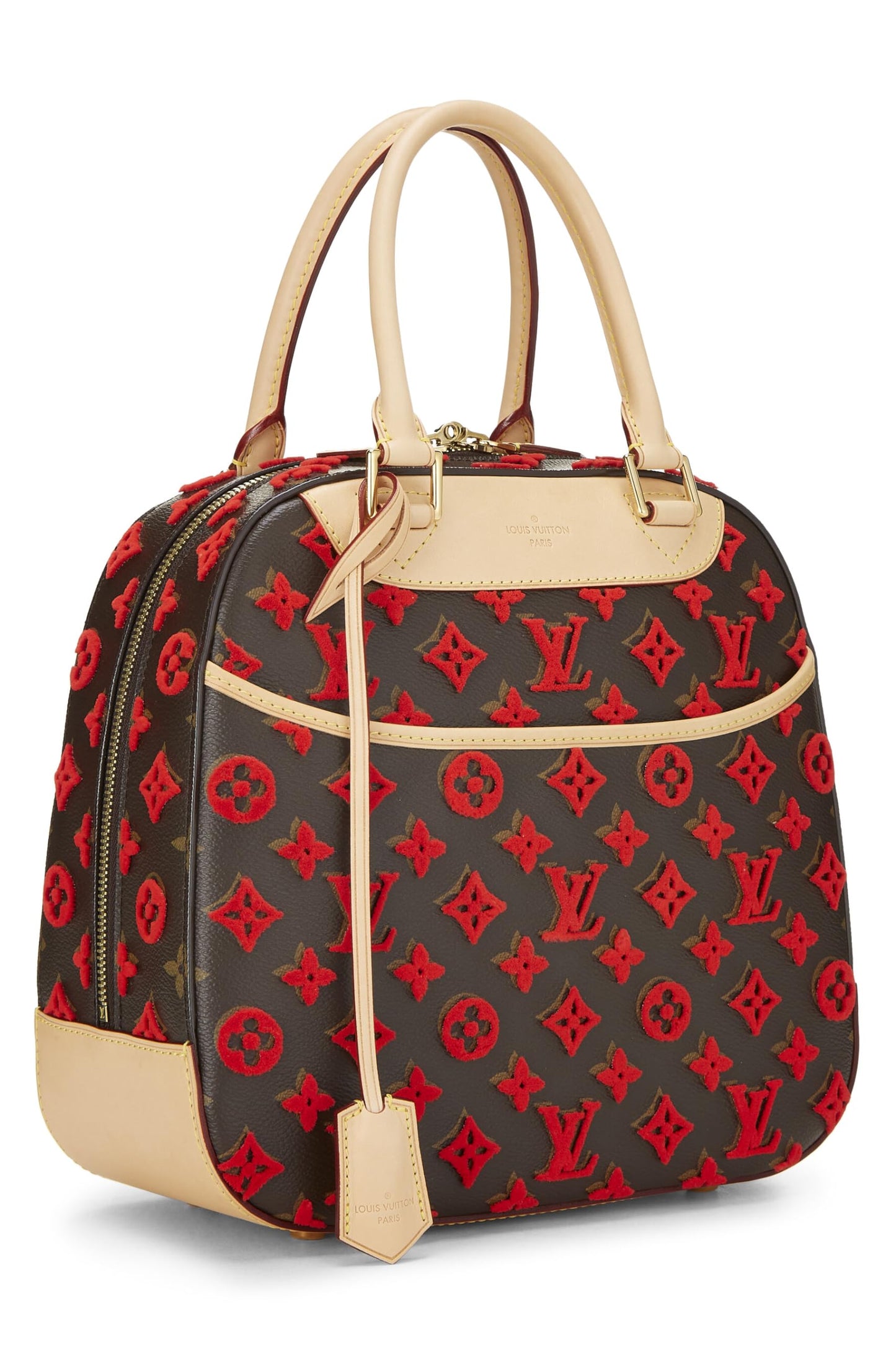 Louis Vuitton, Cubo Deauville Tuffetage con monograma rojo Pre-Loved, Rojo