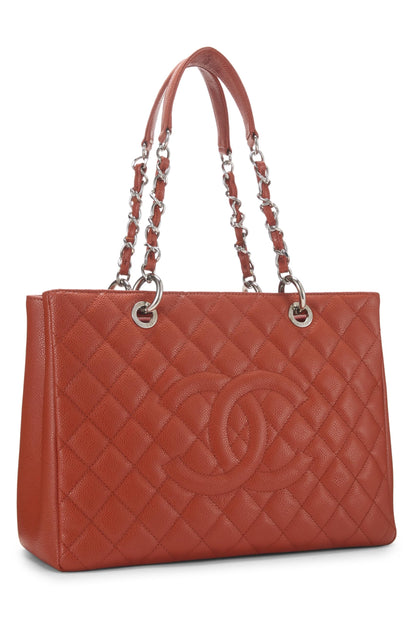 Chanel, Pre-Loved Orange Caviar Grand Shopping Tote (GST), Orange