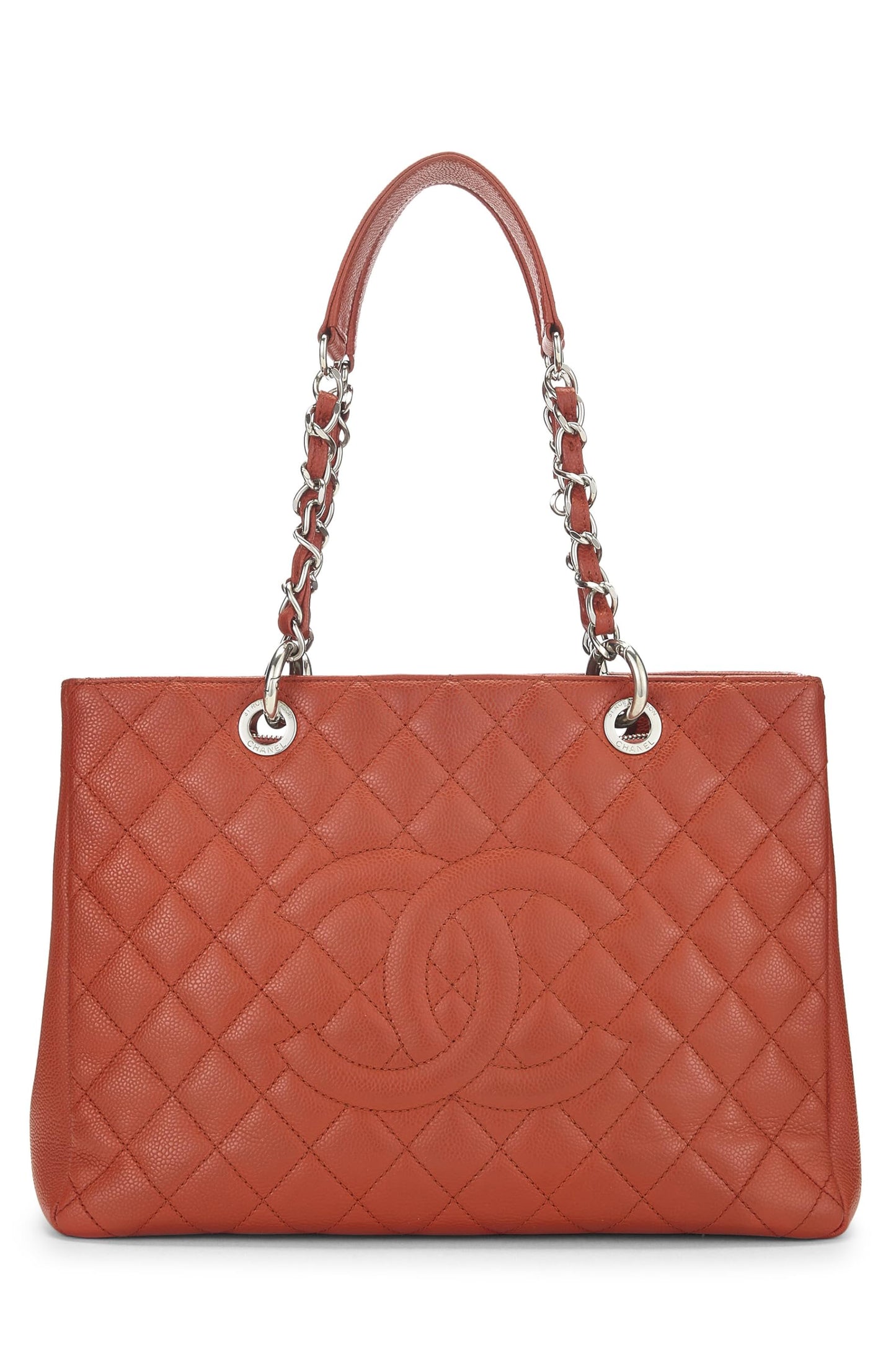 Chanel, Pre-Loved Orange Caviar Grand Shopping Tote (GST), Orange