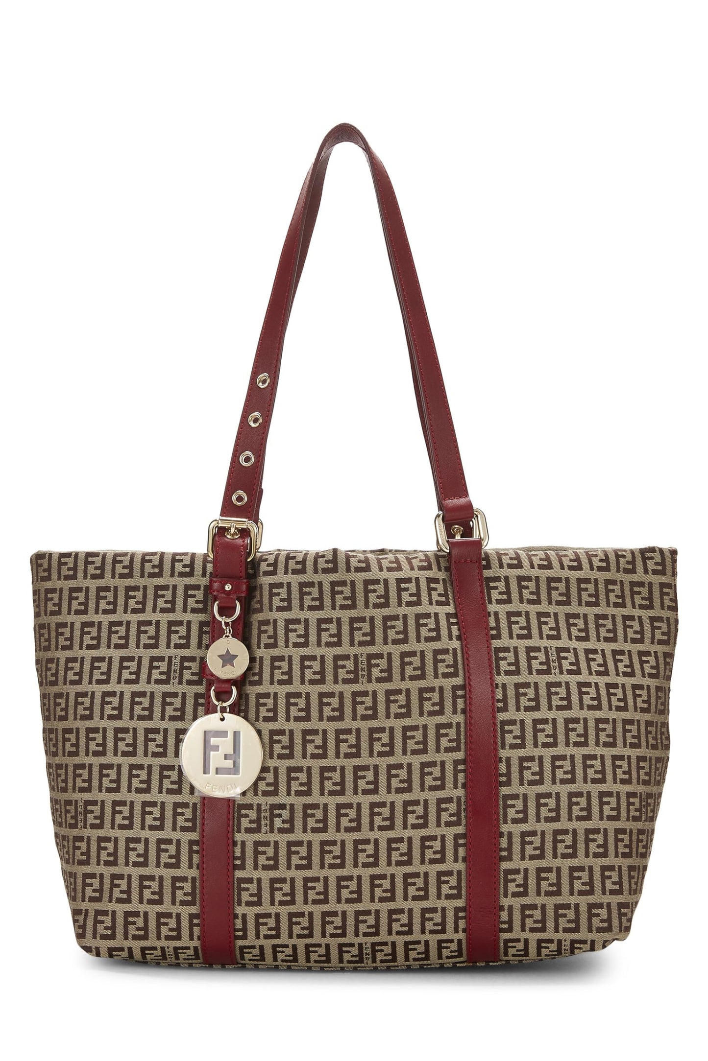 Fendi, sac fourre-tout Superstar en toile Zucchino rouge d'occasion, rouge