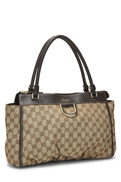 Gucci, sac fourre-tout zippé Abbey en toile GG d'origine d'occasion, marron