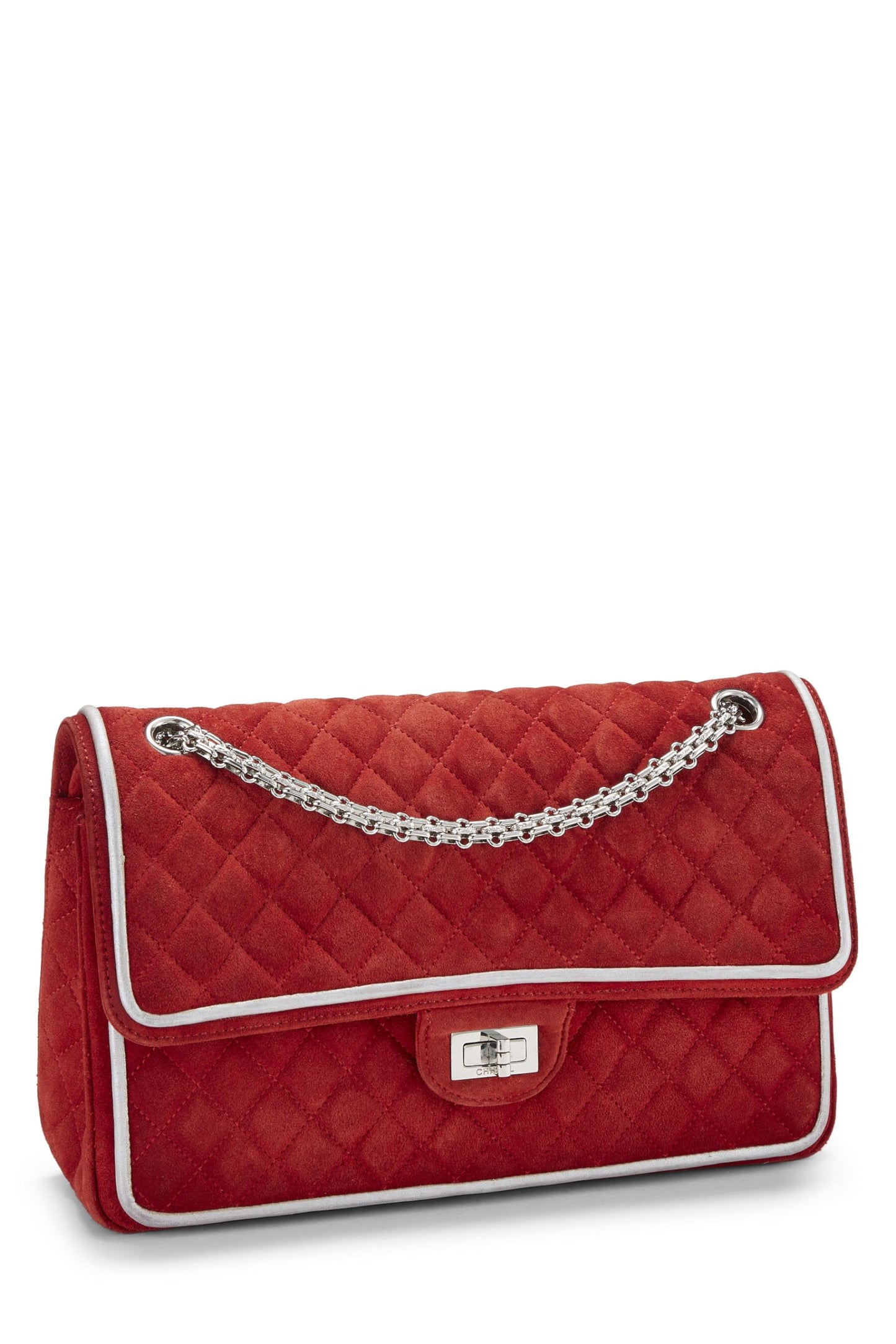 Chanel, Reissue Flap 226 en daim matelassé rouge d'occasion 2.55, rouge