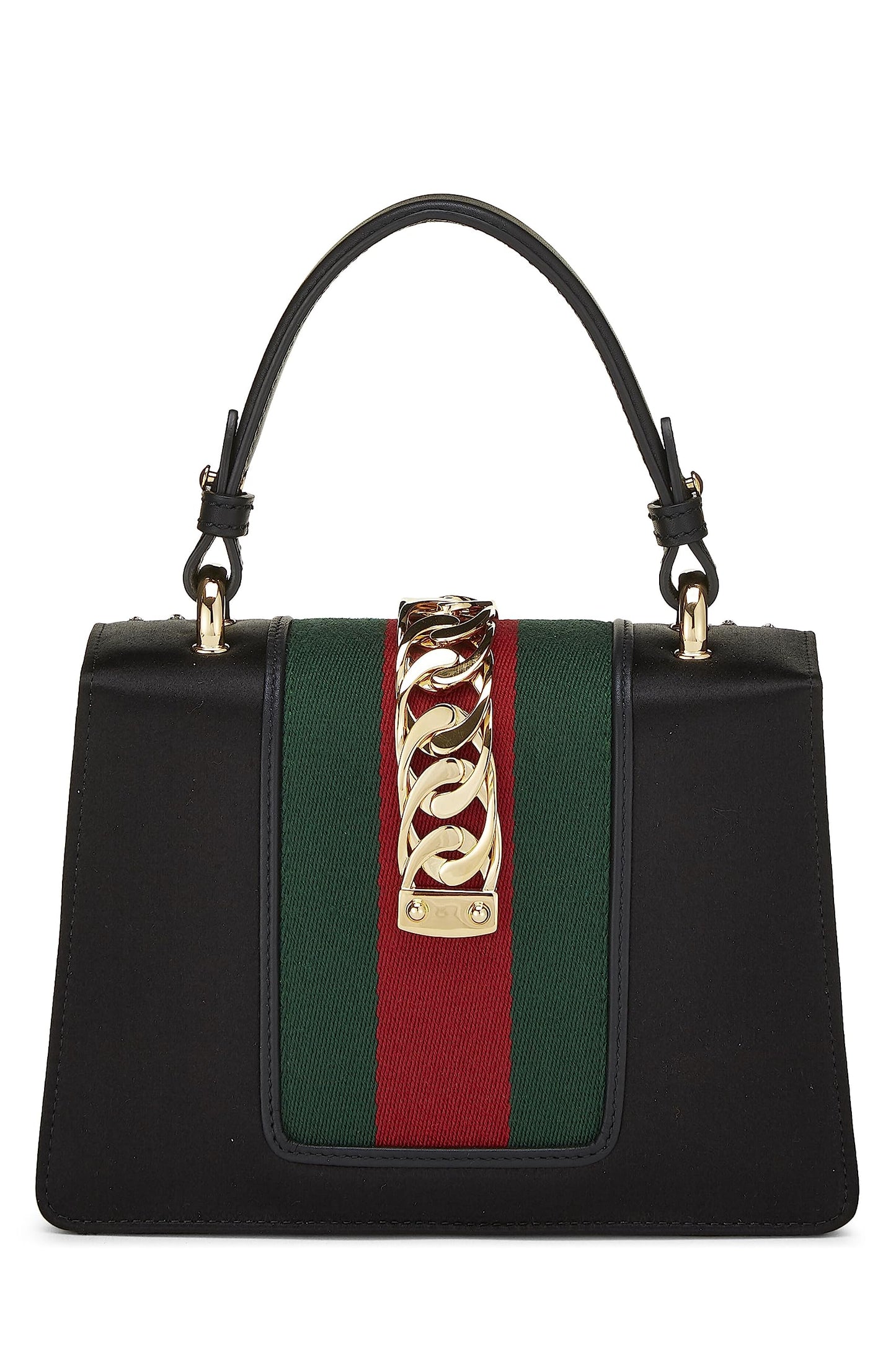 Gucci, sac à main Sylvie Mini en satin noir et cristaux d'occasion, noir