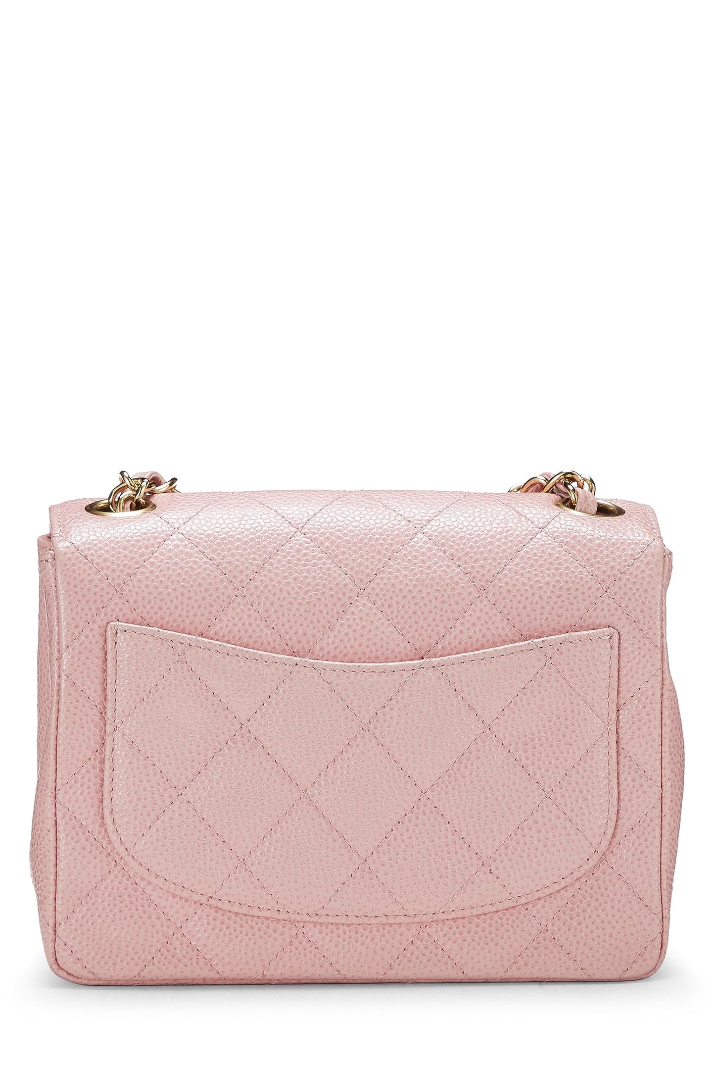 Chanel, Pre-Loved Pink Quilted Caviar Classic Square Flap Mini, Pink