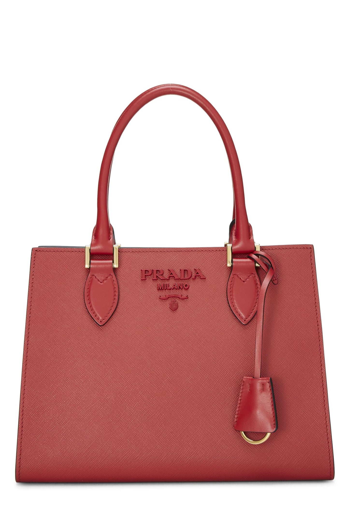 Prada, Bolso monocromo pequeño de piel Saffiano rojo Pre-Loved, Rojo