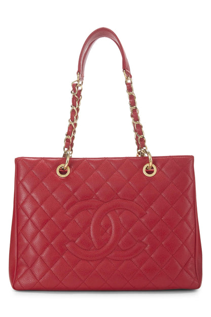 Chanel, Pre-Loved Red Caviar Grand Shopping Tote (GST), Red