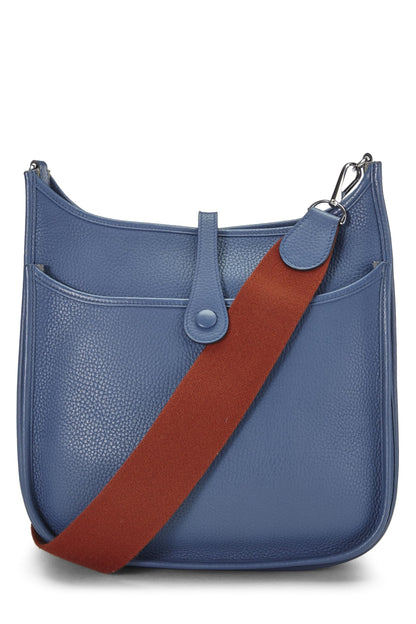 Hermès, Pre-Loved Blue Saphir Clemence Evelyne III Amazone PM, Blue Agate