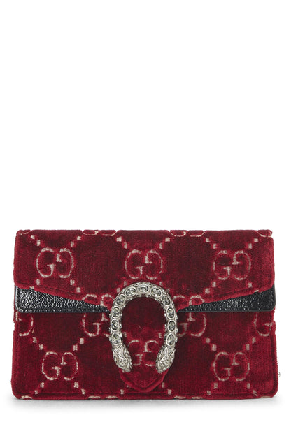 Gucci, Pre-Loved Burgundy GG Velvet Dionysus Shoulder Bag Mini, Red