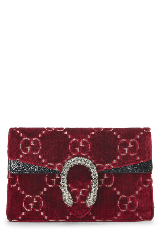 Gucci, sac à bandoulière Dionysus en velours bordeaux GG Mini d'occasion, rouge