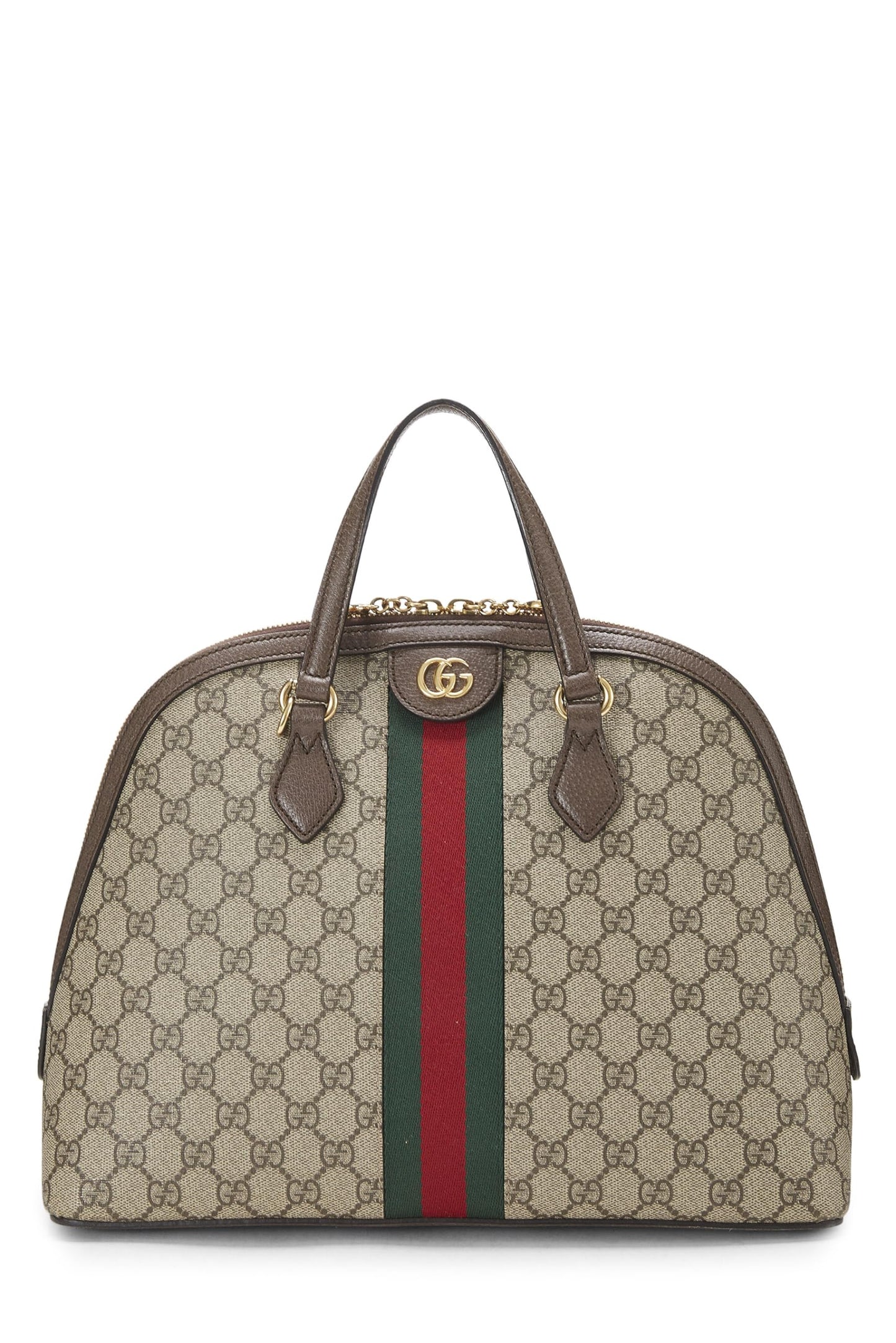 Gucci, Bolso de hombro pequeño con cúpula Ophidia Original GG Supreme Brown Pre-Loved, Marrón