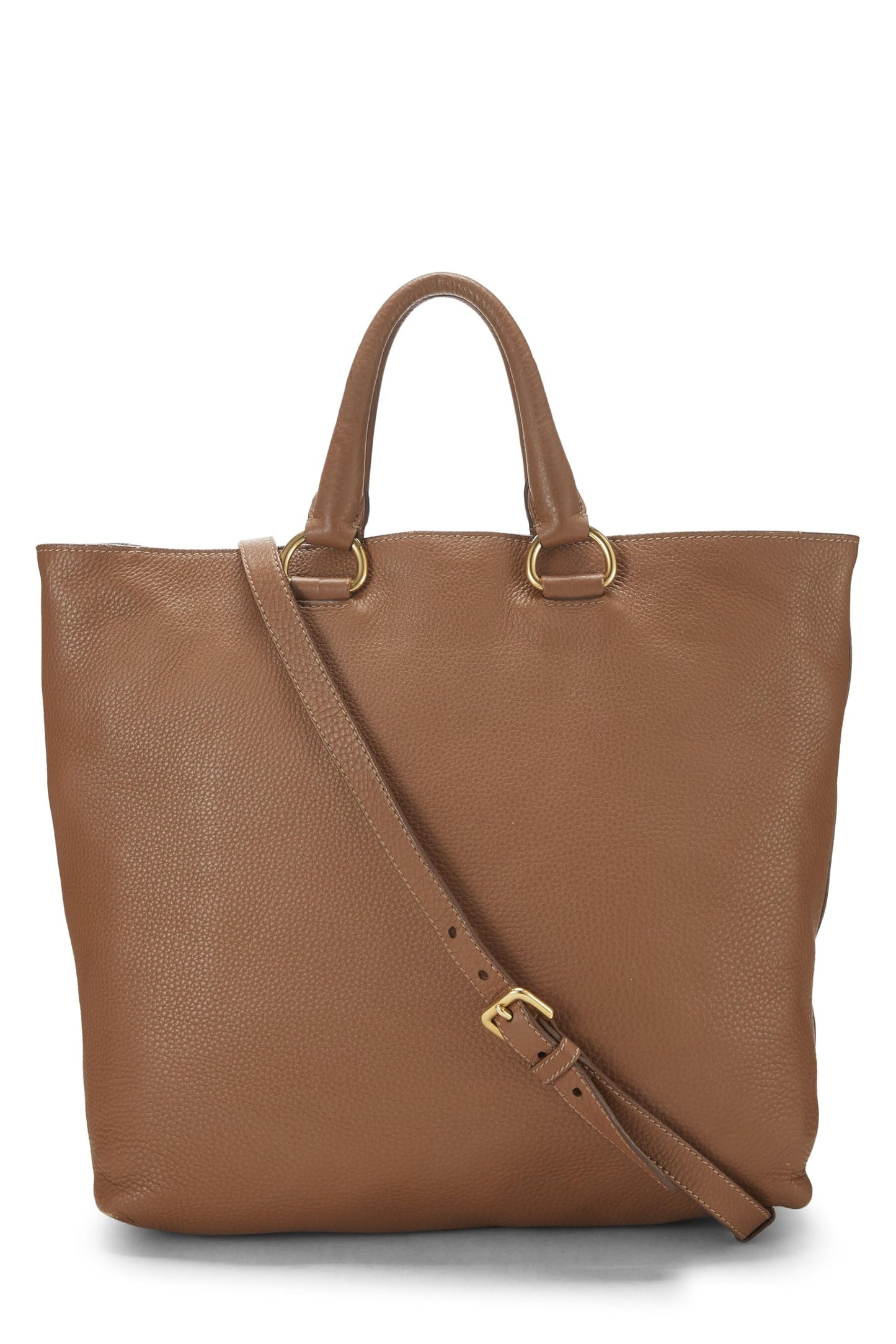 Prada, Pre-Loved Brown Vitello Daino Phenix Convertible Shopping Tote, Brown