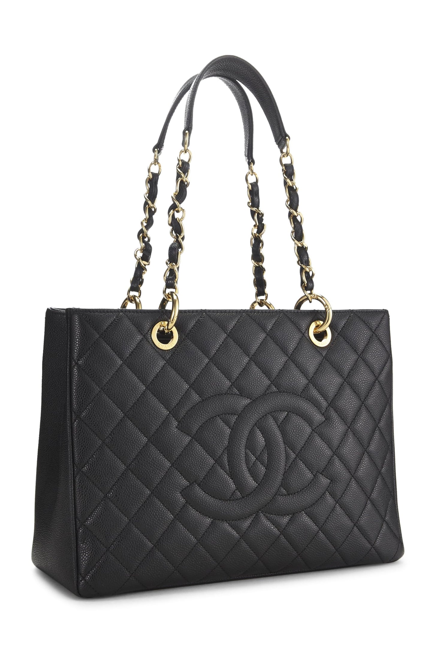 Chanel, Pre-Loved Black Quilted Caviar Grand Shopping Tote (GST), Black