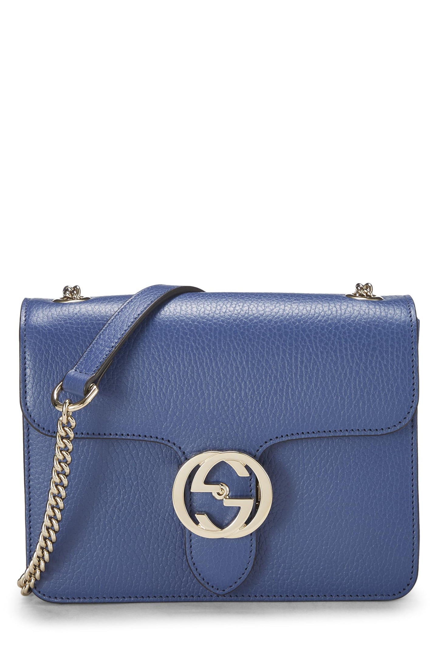 Gucci, petit sac à bandoulière en cuir bleu d'occasion, bleu