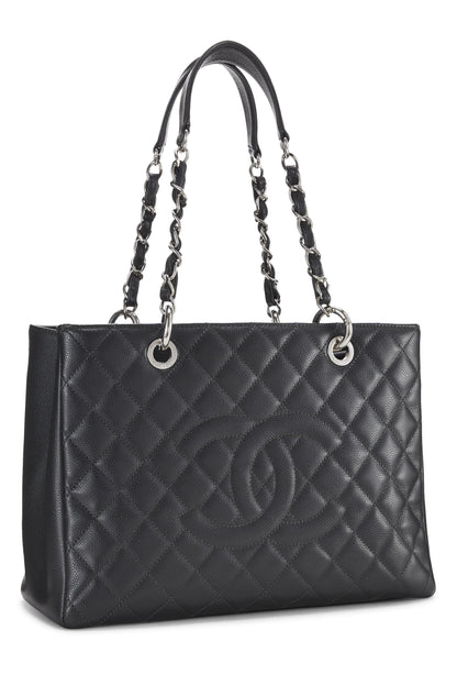 Chanel, Pre-Loved Grey Quilted Caviar Grand Shopping Tote (GST), Grey