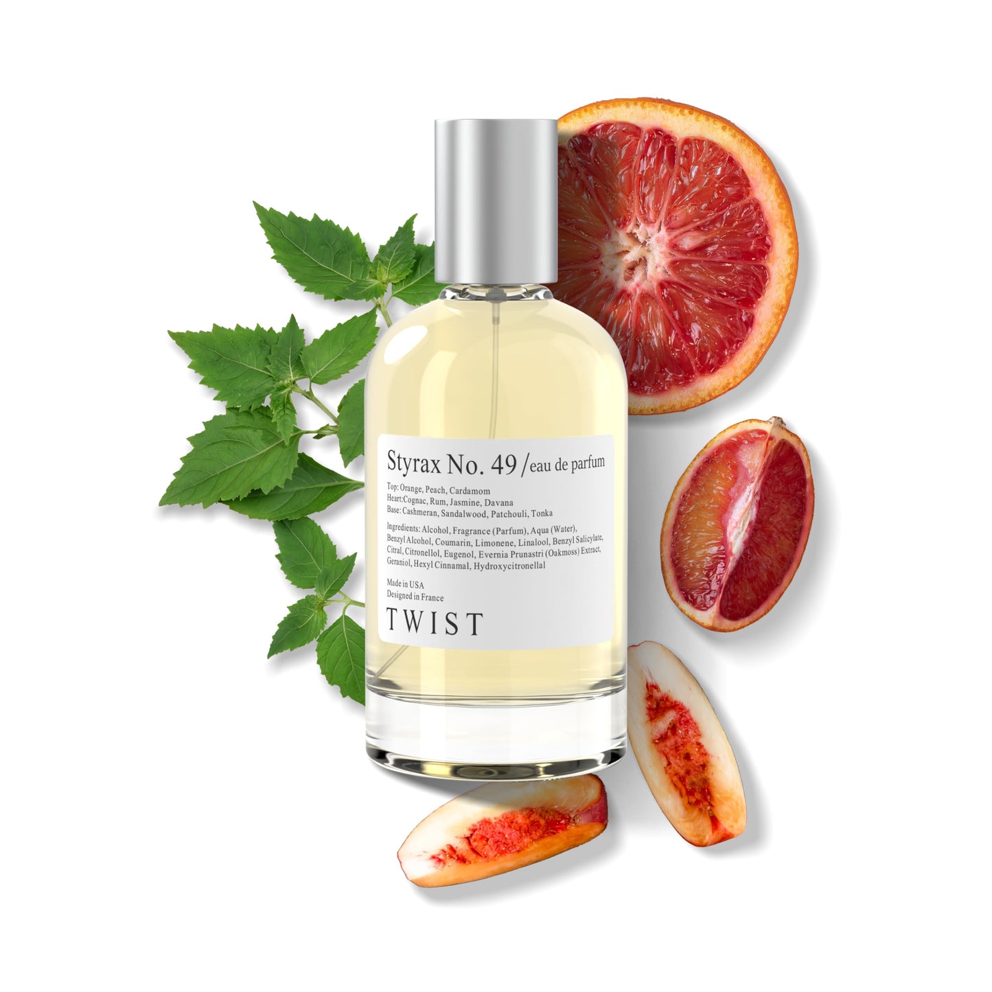 Twist Styrax No. 49 - Eau De Parfum Inspired by Tom Ford's Bitter Peach, Long Lasting Perfume For Women & Men, Paraben Free, Vegan, Clean Ingredients, Fragrance - Spray 100 ml | 3.4 fl. oz.