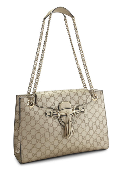 Gucci, Bolso de hombro con cadena Emily de cuero Guccissima dorado Pre-Loved, Dorado