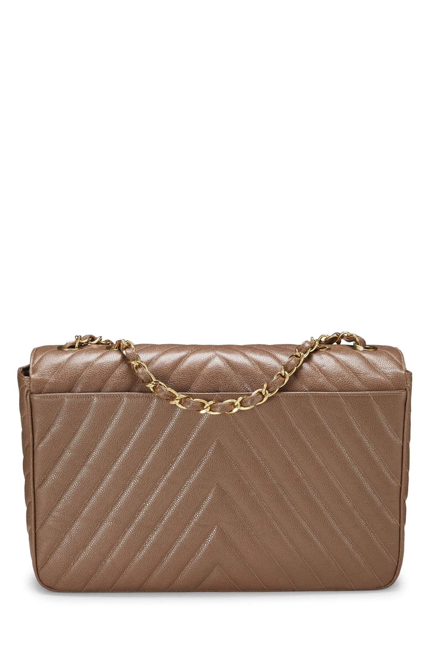 Chanel, Pre-Loved Brown Chevron Caviar Half Flap Maxi, Brown