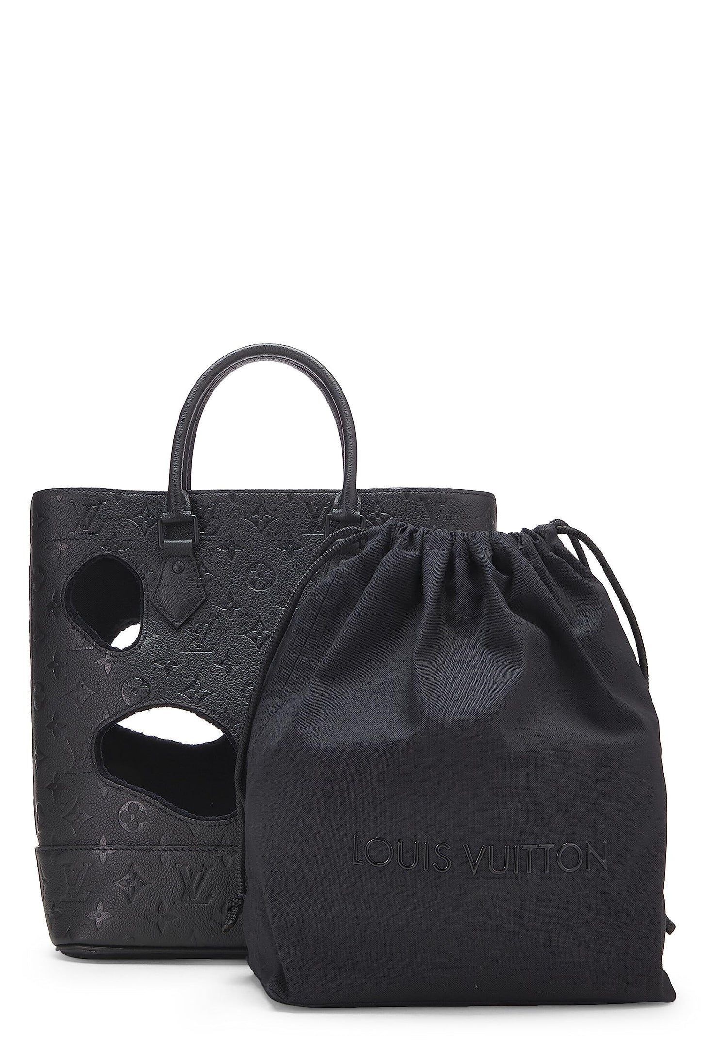 Louis Vuitton, Pre-Loved Comme des Garçons x Louis Vuitton Black Monogram Empreinte Bag with Holes PM, Black