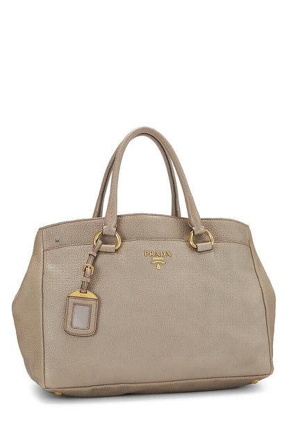 Prada, sac cabas convertible Vitello Daino gris d'occasion, gris