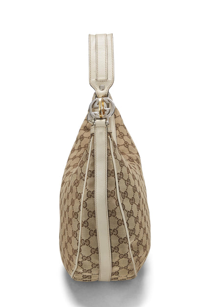 Gucci, sac hobo Twins en toile GG blanc d'occasion, blanc