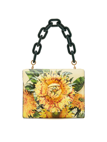 Oscar de la Renta, Sunflower Printed Mini TRO Bag, Yellow Multi