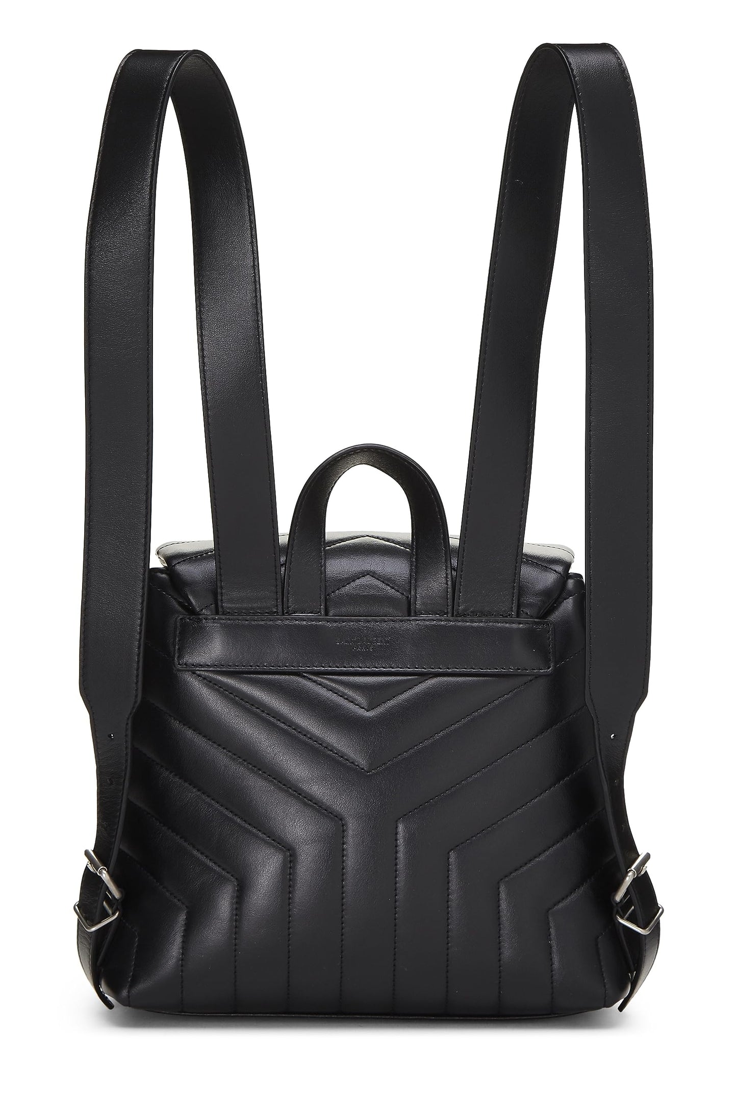 Yves Saint Laurent, Pre-Loved Black Calfskin Monogram Loulou Backpack, Black