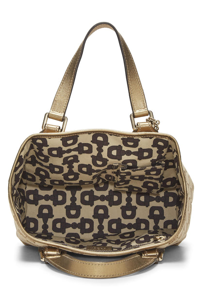 Gucci, Bolso tote Jolicoeur pequeño de lona con GG dorado Pre-Loved, Dorado