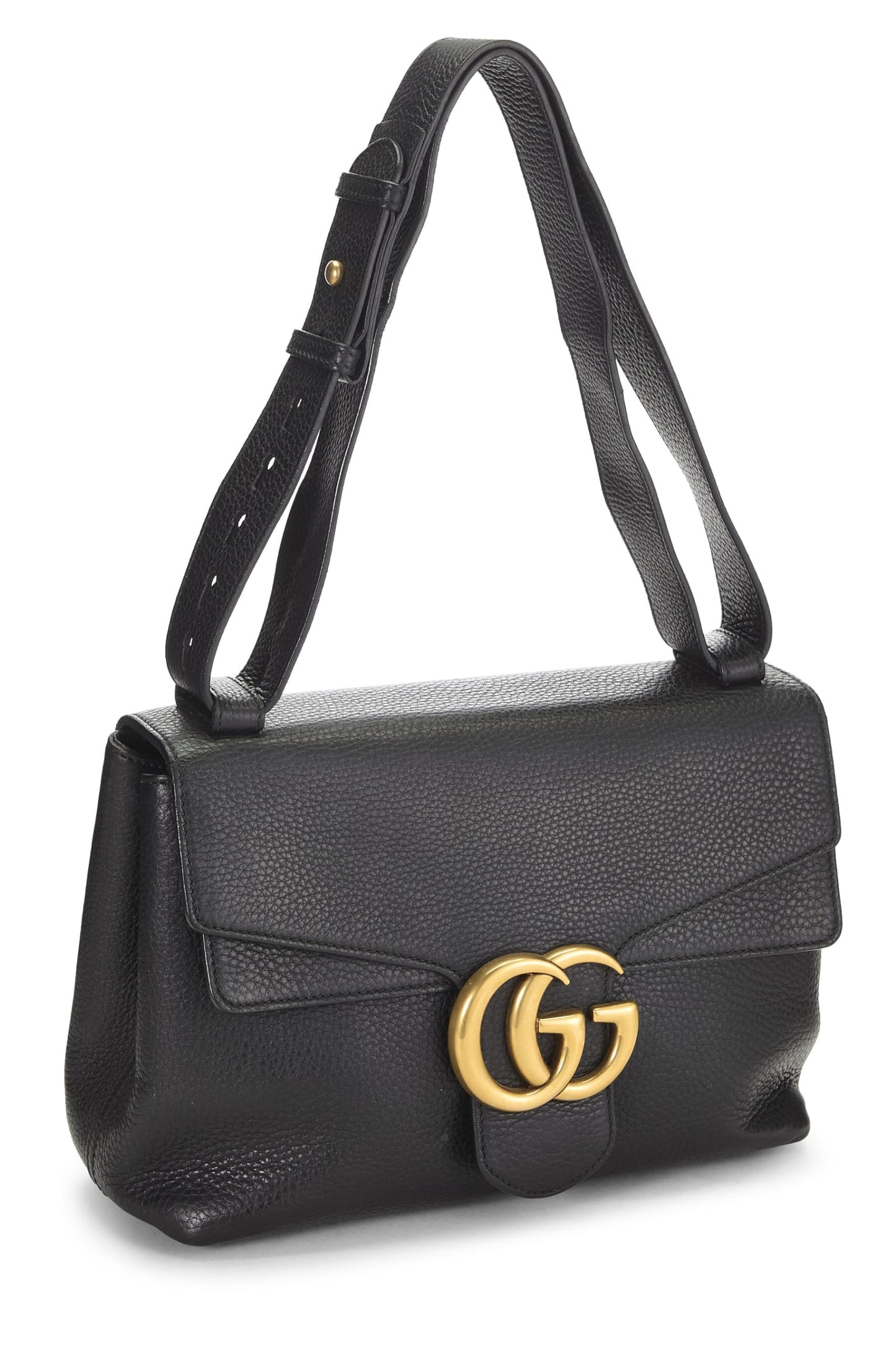 Gucci, sac à bandoulière GG Marmont en cuir noir d'occasion, noir