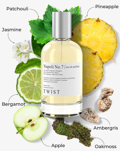 Twist - Napoli No. 7 - Eau De Parfum Inspirée d'Aventus de Creed, Parfum Longue Durée Pour Homme, Sans Paraben, Végétalien, Ingrédients Clean, Parfum - Spray 100 ml | 3,4 fl. oz.