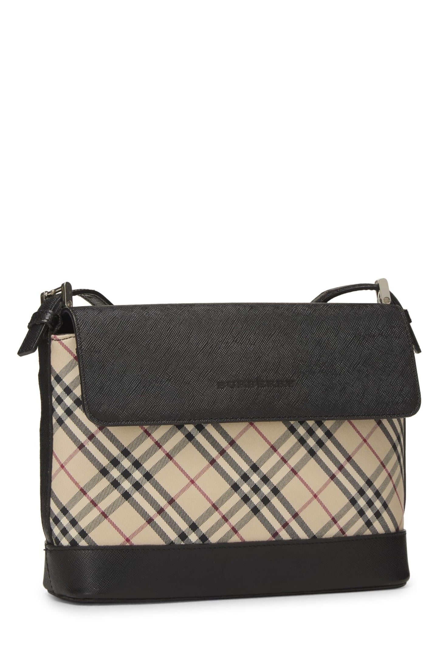 Burberry, petit sac bandoulière en toile jacquard à carreaux noirs d'occasion, noir