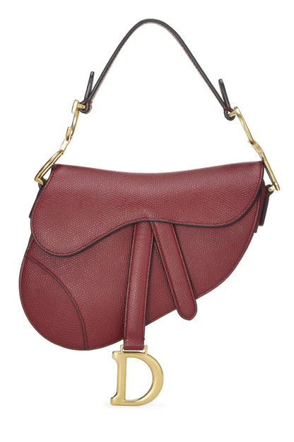 Dior, Mini sac Saddle en cuir de veau bordeaux d'occasion, bordeaux