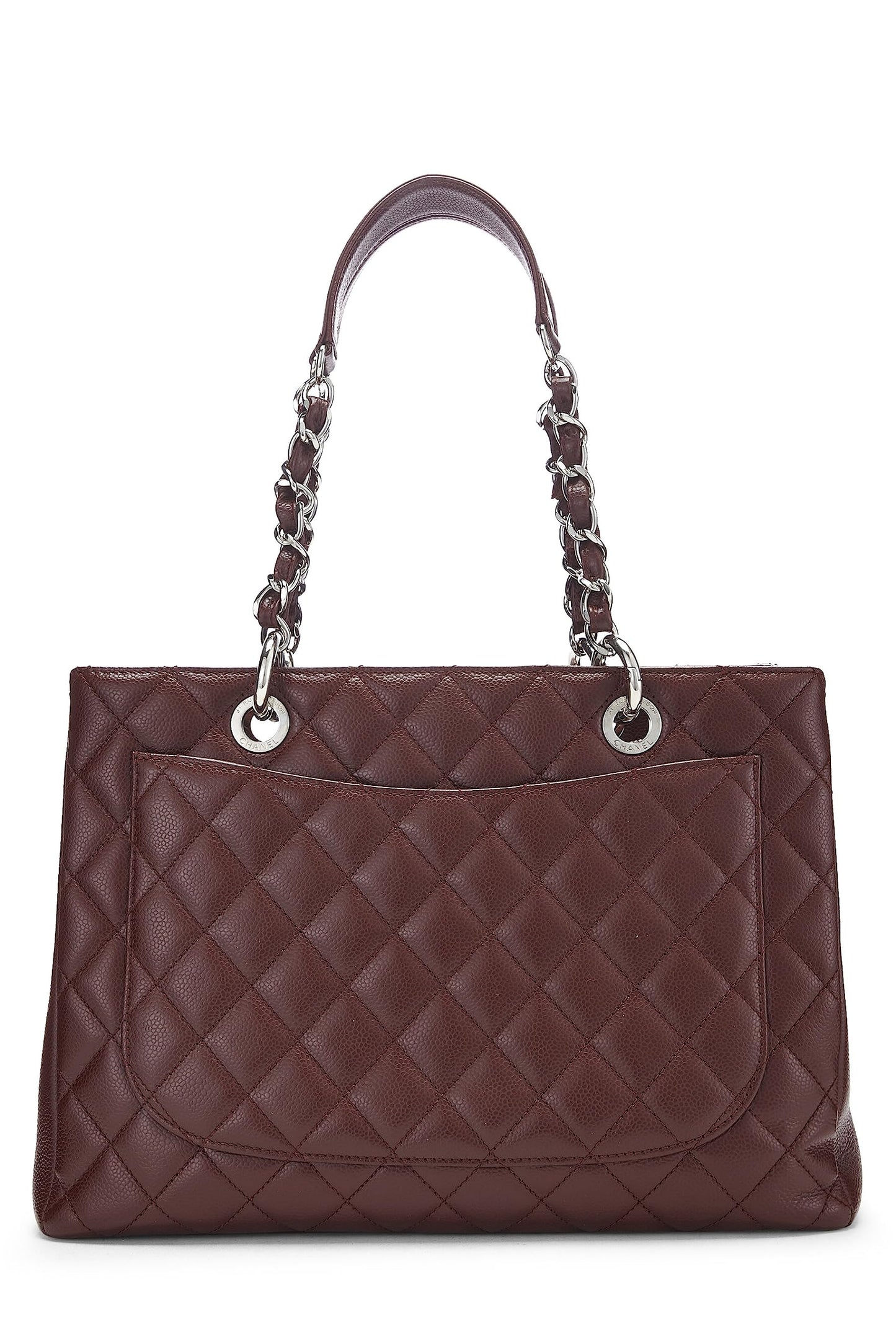 Chanel, Pre-Loved Burgundy Quilted Caviar Grand Shopping Tote (GST), Burgundy