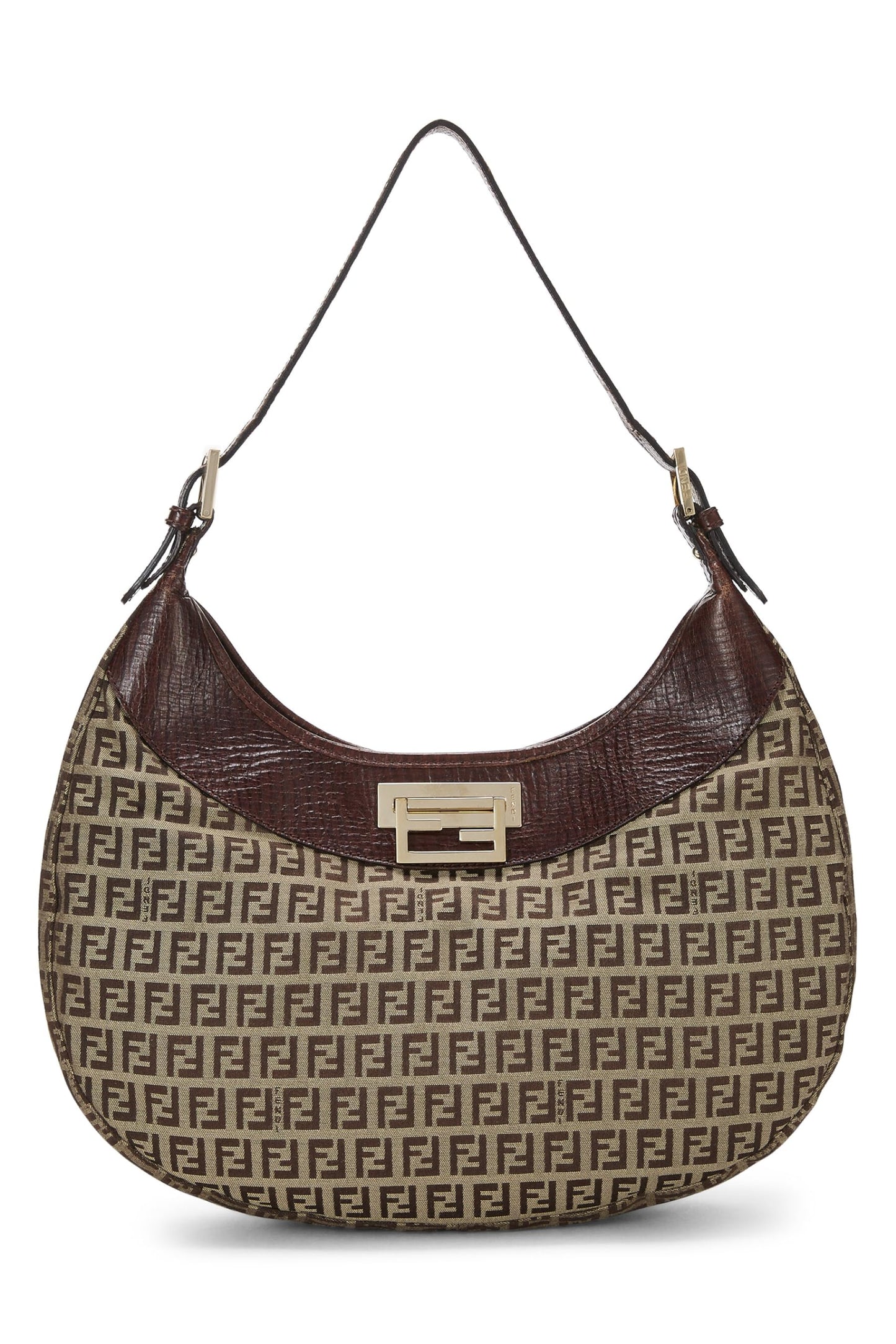 Fendi, Bolso hobo de lona con forma de calabacín marrón Pre-Loved, Marrón