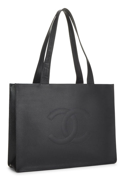 Chanel, sac fourre-tout Black Caviar 'CC' de taille moyenne, noir