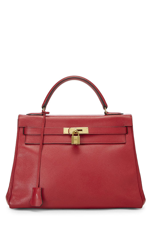 Hermès, Pre-Loved Rouge Vif Courchevel Kelly Retourne 32, Rouge vif