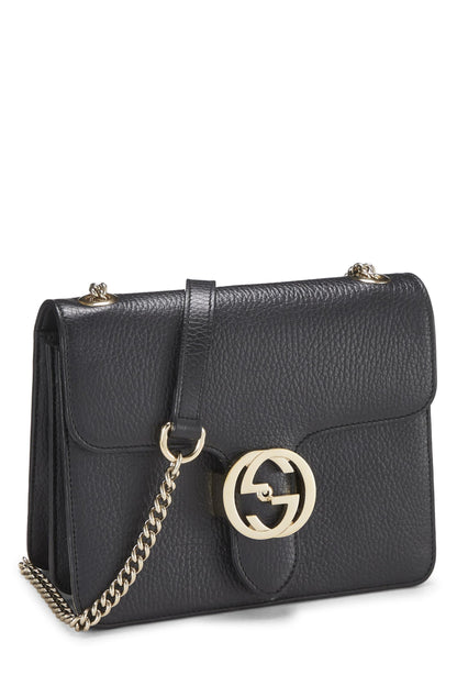 Gucci, Pre-Loved Black Leather Interlocking Crossbody Small, Black