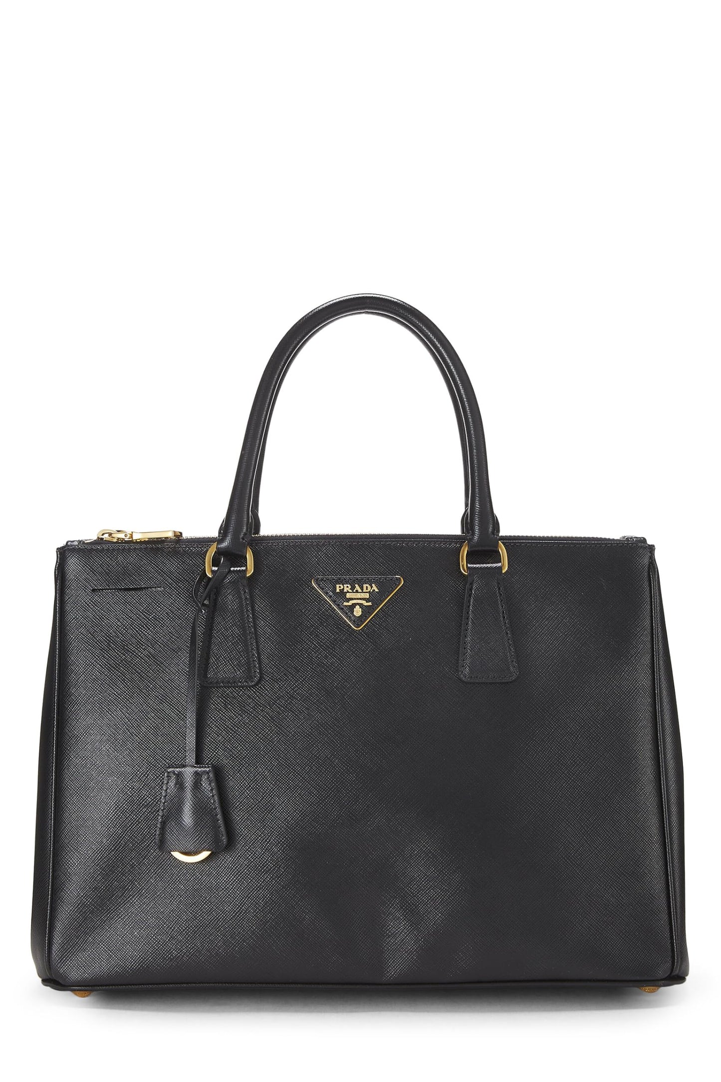 Prada, grand sac fourre-tout exécutif en saffiano noir d'occasion, noir