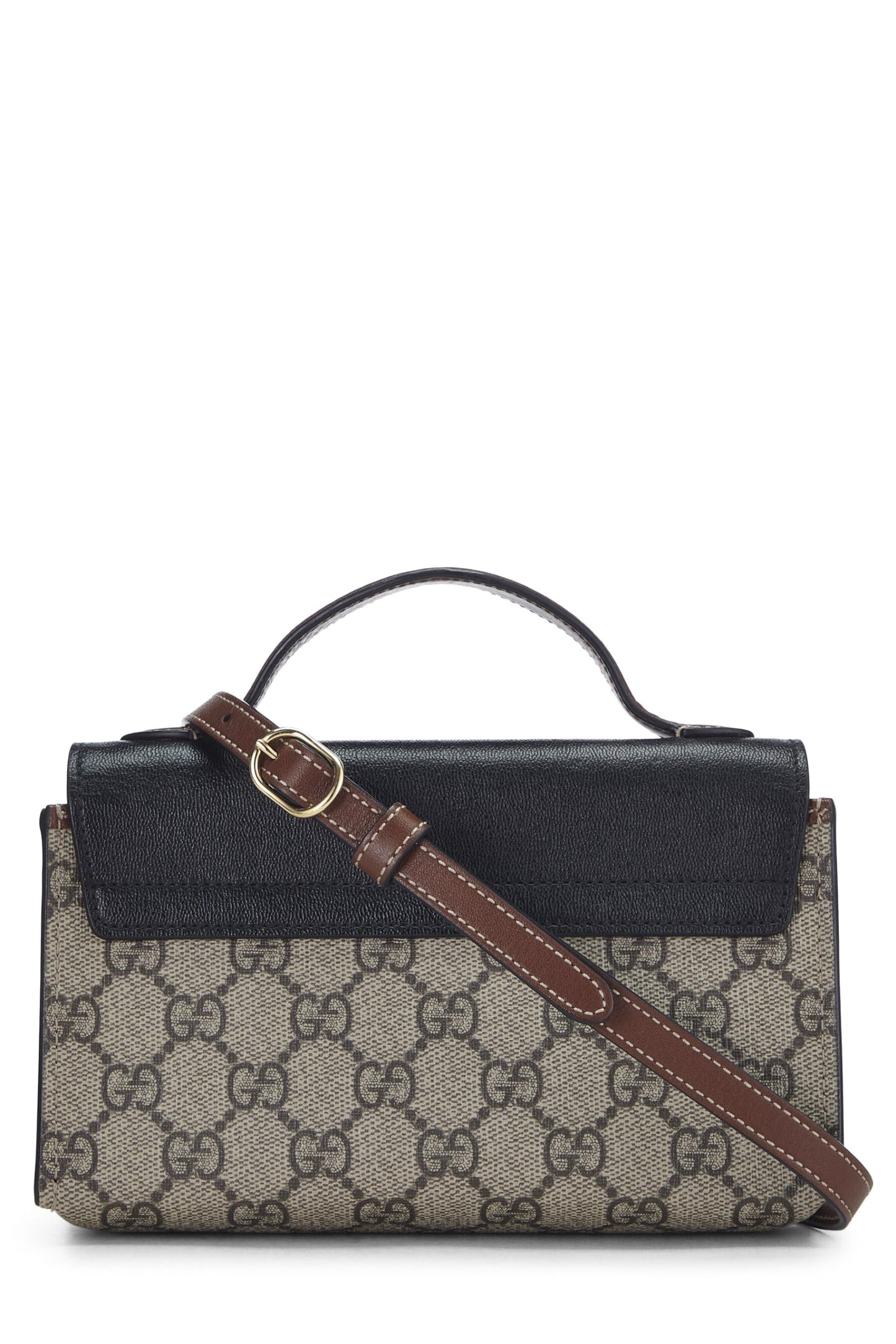 Gucci, Mini sac à main en toile noire GG Supreme d'occasion avec cadenas, noir