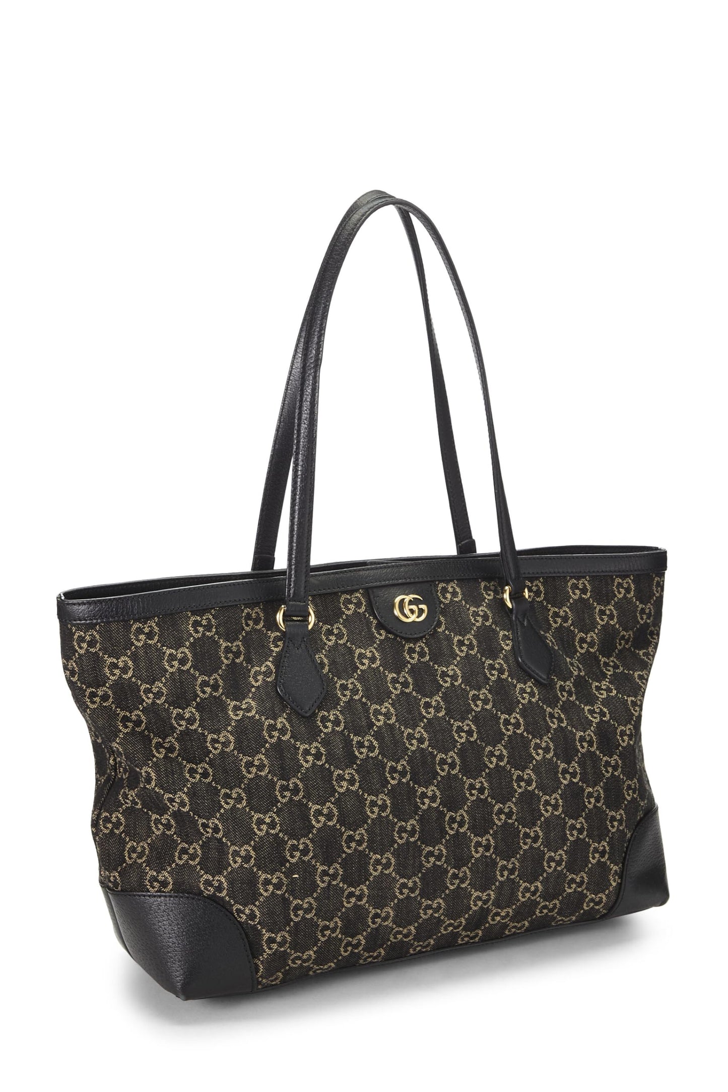 Gucci, sac fourre-tout Ophidia Medium en denim GG noir d'occasion, noir