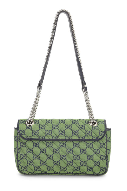 Gucci, Bolso de hombro pequeño Marmont de lona GG original verde Pre-Loved, Verde