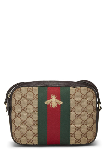 Gucci, Bolso de hombro Webby pequeño de lona GG Original Pre-Loved, Marrón