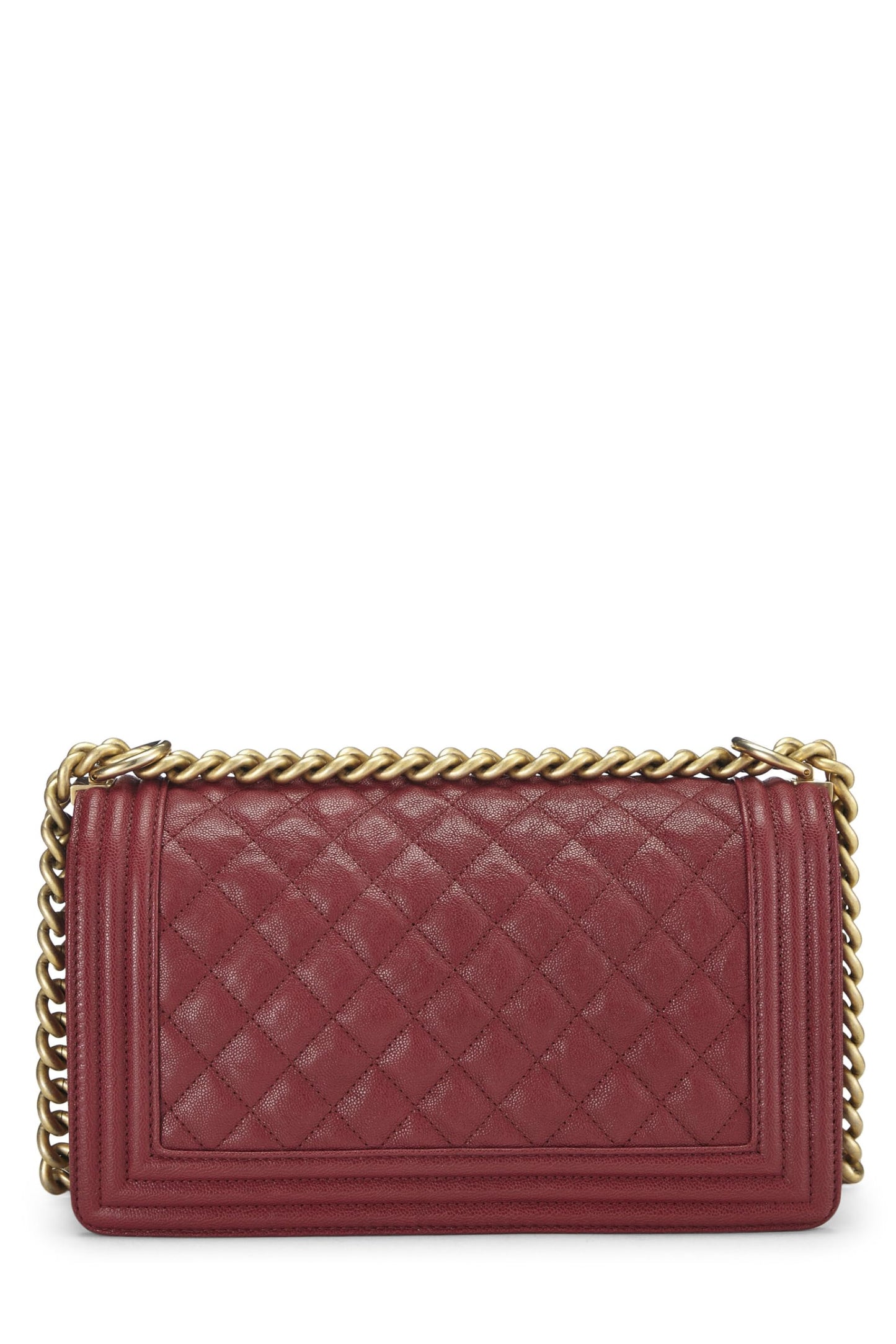 Chanel, Pre-Loved Black Quilted Caviar Boy Bag Medium, Red