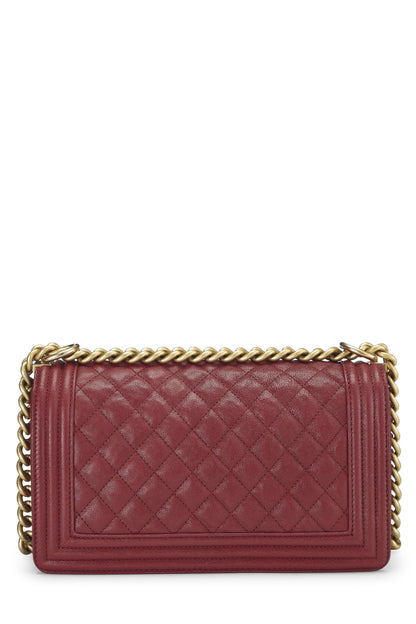 Chanel, Pre-Loved Black Quilted Caviar Boy Bag Medium, Red