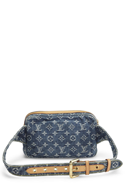 Louis Vuitton, sac banane en denim monogrammé bleu d'occasion, bleu