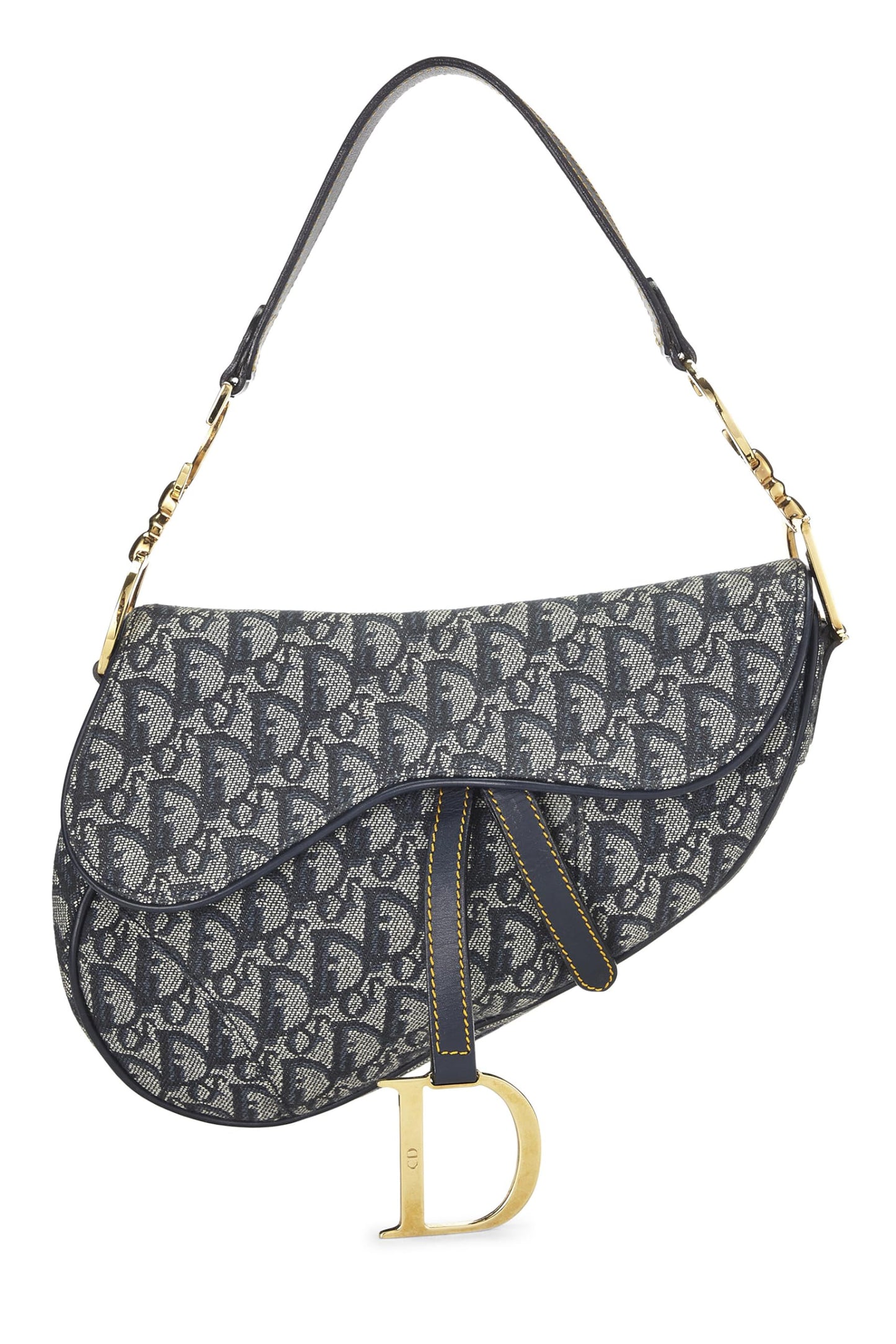 Dior, Pre-Loved Navy Trotter Canvas Saddle Bag, Navy