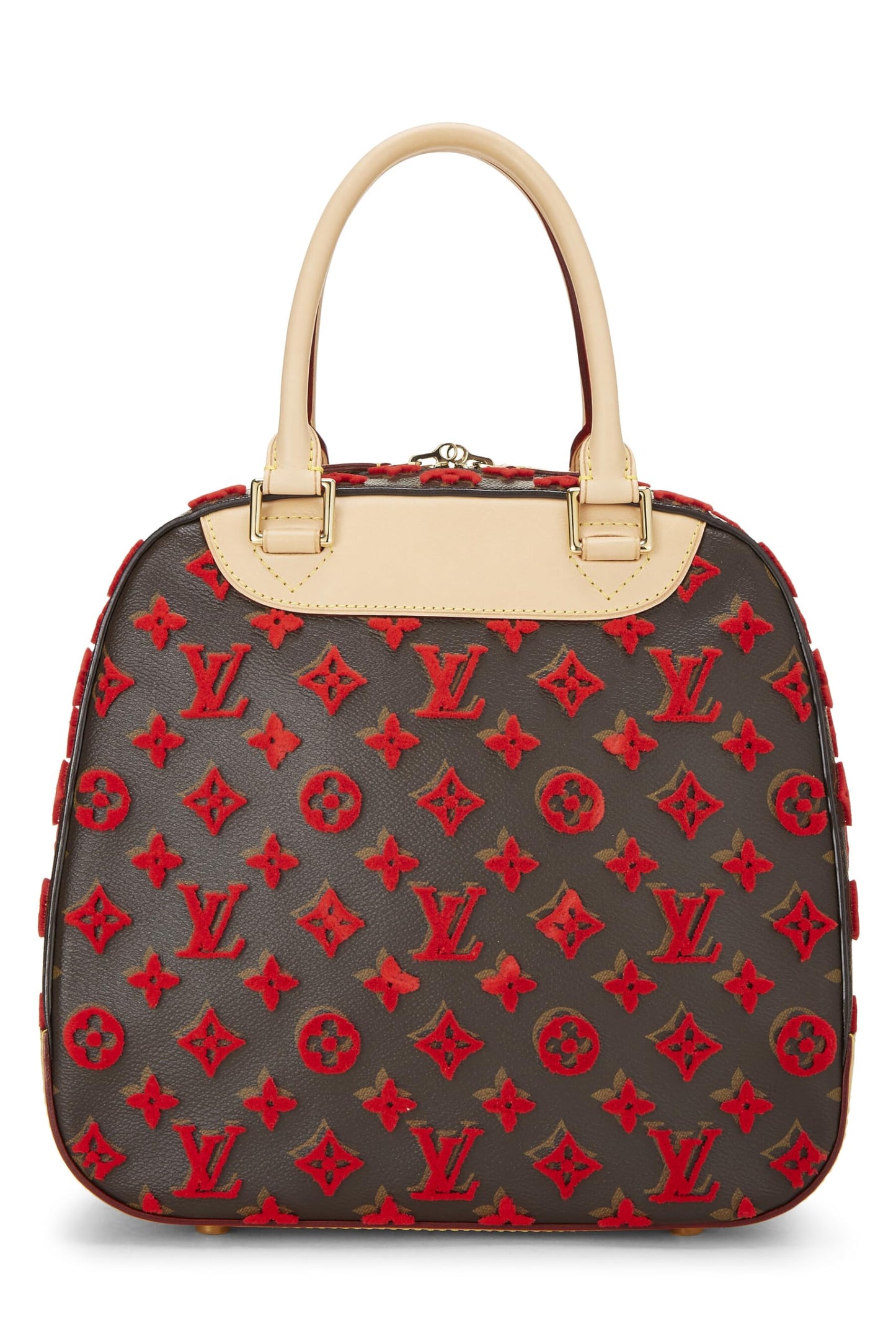 Louis Vuitton, Cube Deauville en tuffetage monogramme rouge d'occasion, rouge